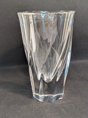 A Orrefors Sweden crystal vase in the Residence "Tornado" swirl design. Signed.